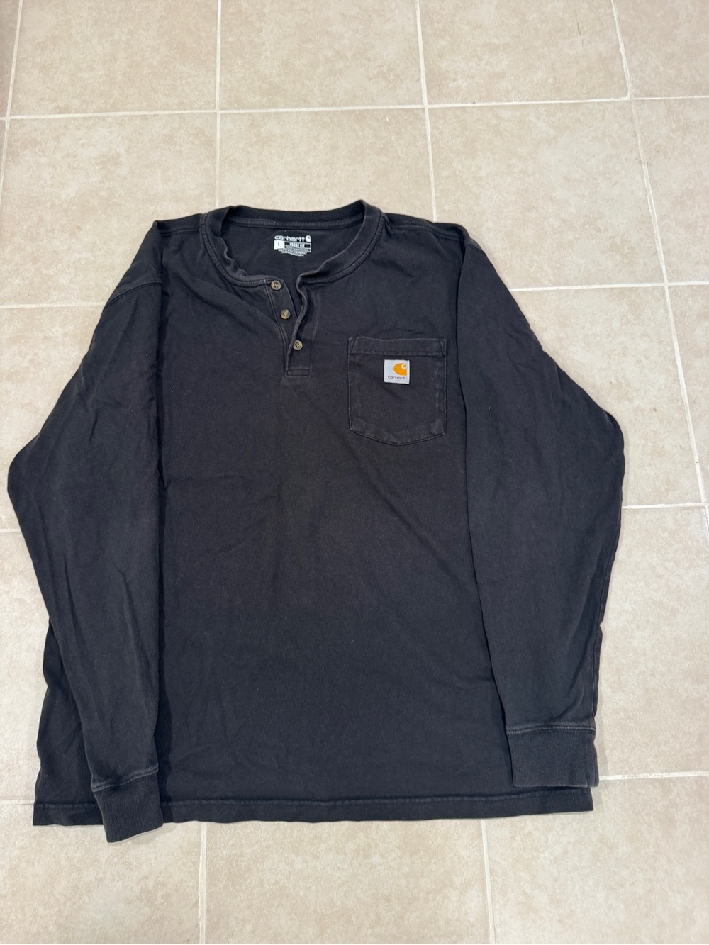 Carhartt Black Long Sleeve Henley with Chest Pocket